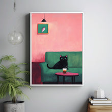 Cat with Coffee - Modern Retro Frameless Canvas Wall Art for Home, Office, Bedroom4