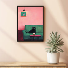 Cat with Coffee - Modern Retro Frameless Canvas Wall Art for Home, Office, Bedroom4