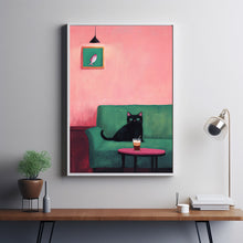 Cat with Coffee - Modern Retro Frameless Canvas Wall Art for Home, Office, Bedroom4
