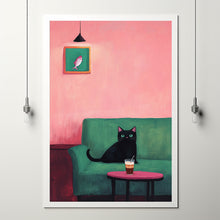 Cat with Coffee - Modern Retro Frameless Canvas Wall Art for Home, Office, Bedroom4