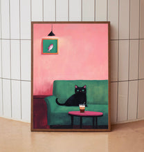 Cat with Coffee - Modern Retro Frameless Canvas Wall Art for Home, Office, Bedroom4
