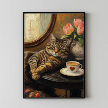 Cat with Coffee - Modern Retro Frameless Canvas Wall Art for Home, Office, Bedroom 1