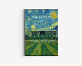 Celtic Park Stadium Illustration - Minimalist Art Print - FRAMED or UNFRAMED Poster - Perfect Gift for Football Fans - Fast UK Delivery