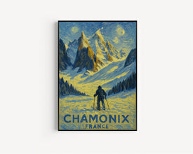 Chamonix Ski Travel Print, Chamonix France Travel Poster, Home Decor Wall Art, France Winter Ski Travel Print, Travel Gifts