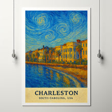Charleston Print South Carolina No 3, Charleston Photo Poster, Charleston Travel Wall Art, Charleston Map, Charleston Van Gogh Style, USA