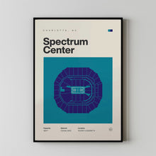 Charlotte Hornets Poster, Spectrum Center Stadium Print, Mid Century Modern Basketball-KOFGMS