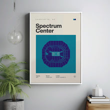 Charlotte Hornets Poster, Spectrum Center Stadium Print, Mid Century Modern Basketball-KOFGMS