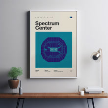 Charlotte Hornets Poster, Spectrum Center Stadium Print, Mid Century Modern Basketball-KOFGMS