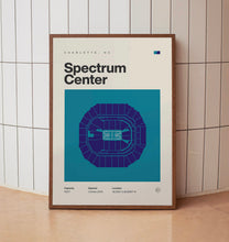 Charlotte Hornets Poster, Spectrum Center Stadium Print, Mid Century Modern Basketball-KOFGMS