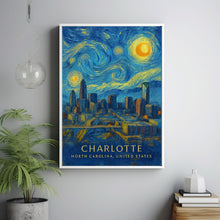 Charlotte Poster Print, Charlotte Travel Poster, Charlotte Van Gogh Style Wall Art, Charlotte, North Carolina, United States