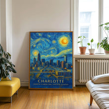 Charlotte Poster Print, Charlotte Travel Poster, Charlotte Van Gogh Style Wall Art, Charlotte, North Carolina, United States