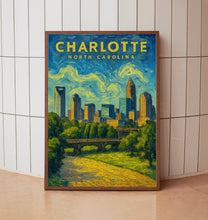 Charlotte Wall Art, Charlotte Art Print, Charlotte NC Travel Poster, North Carolina Decor, Charlotte Skyline, Charlotte Gifts