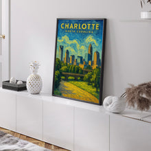 Charlotte Wall Art, Charlotte Art Print, Charlotte NC Travel Poster, North Carolina Decor, Charlotte Skyline, Charlotte Gifts