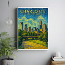 Charlotte Wall Art, Charlotte Art Print, Charlotte NC Travel Poster, North Carolina Decor, Charlotte Skyline, Charlotte Gifts