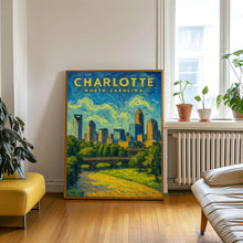 Charlotte Wall Art, Charlotte Art Print, Charlotte NC Travel Poster, North Carolina Decor, Charlotte Skyline, Charlotte Gifts