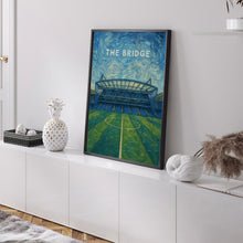 Chelsea 'The Bridge' Stadium Illustration - Contemporary Art Print - UNFRAMED or FRAMED - Perfect Gift for Him - Personalised Text Option