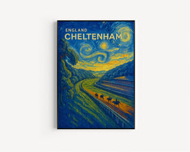Cheltenham Racecourse Travel Poster - England Wall Art Print, Illustration Poster, Home & Office decor, Gift idea, Gloucestershire print