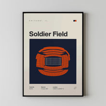 Chicago Bears Poster, Soldier Field Stadium Print, Mid Century Modern Football Poster,-8992TK