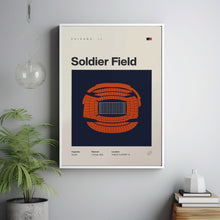 Chicago Bears Poster, Soldier Field Stadium Print, Mid Century Modern Football Poster,-8992TK
