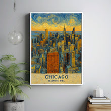 Chicago Print No 2, Chicago Photo Poster, Chicago Travel Wall Art, Chicago Map Print, Chicago Van Gogh Style, Chicago Wall Décor, Illinois, USA