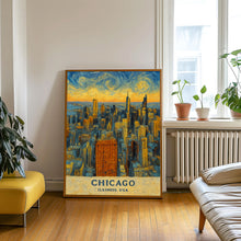 Chicago Print No 2, Chicago Photo Poster, Chicago Travel Wall Art, Chicago Map Print, Chicago Van Gogh Style, Chicago Wall Décor, Illinois, USA