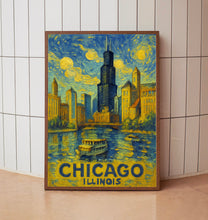 Chicago Travel Poster, Chicago Poster Print, Chicago City Wall Art, Chicago Illinois Travel Wall Art, Traveler Poster Home Decor
