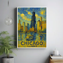 Chicago Travel Poster, Chicago Poster Print, Chicago City Wall Art, Chicago Illinois Travel Wall Art, Traveler Poster Home Decor