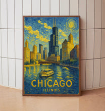 Chicago Travel Poster, Chicago Poster Print, Chicago City Wall Art, Chicago Illinois Travel Wall Art, Traveler Poster Home Decor (2)