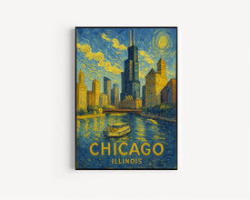 Chicago Travel Poster, Chicago Poster Print, Chicago City Wall Art, Chicago Illinois Travel Wall Art, Traveler Poster Home Decor (2)