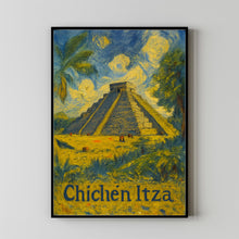 Chichen Itza Mexico, Anime Style Poster, Canvas, Framed Art, Mayan Pyramid Print, Wall Decor, Souvenir, Travel Art, Landmark Gift