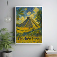 Chichen Itza Mexico, Anime Style Poster, Canvas, Framed Art, Mayan Pyramid Print, Wall Decor, Souvenir, Travel Art, Landmark Gift