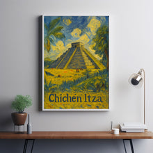 Chichen Itza Mexico, Anime Style Poster, Canvas, Framed Art, Mayan Pyramid Print, Wall Decor, Souvenir, Travel Art, Landmark Gift