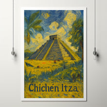 Chichen Itza Mexico, Anime Style Poster, Canvas, Framed Art, Mayan Pyramid Print, Wall Decor, Souvenir, Travel Art, Landmark Gift