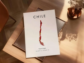 Chile Map PRINTED Poster  Red and Gold  South America  Wall Art Print  Home Decor  Geography Map Gift  Wallpaper 4383317884