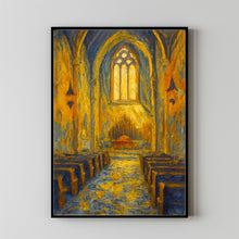 Christian Artwork Church Wall Art, Serene Portrait Print of vintage Church Painting Poster Art  Jesus
