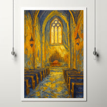 Christian Artwork Church Wall Art, Serene Portrait Print of vintage Church Painting Poster Art  Jesus