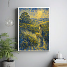 Christian Artwork Jesus with Lamb Wall Art, Serene landscape Print of vintage Jesus Poster Art