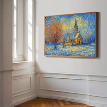 Christian Artwork, Church Painting Christmas Wall Art, Winter Wall Art, Snowy