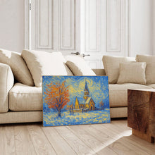 Christian Artwork, Church Painting Christmas Wall Art, Winter Wall Art, Snowy