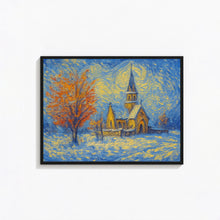 Christian Artwork, Church Painting Christmas Wall Art, Winter Wall Art, Snowy