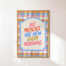 Christian Wall Art  His Mercies Are New Every Morning Wall Art  Pastel Gingham Bible Verse Print  Lamentations 323  Christian Print 4315284986