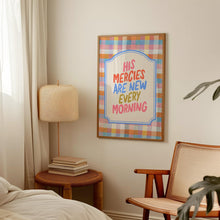 Christian Wall Art  His Mercies Are New Every Morning Wall Art  Pastel Gingham Bible Verse Print  Lamentations 323  Christian Print 4315284986