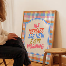 Christian Wall Art  His Mercies Are New Every Morning Wall Art  Pastel Gingham Bible Verse Print  Lamentations 323  Christian Print 4315284986