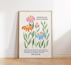 Christian Wall Print, Wildflower Bible Verse, Luke Print, Scripture Art, Christian Poster, Digital Download, Wall Decor, Christian Gift 1750217390