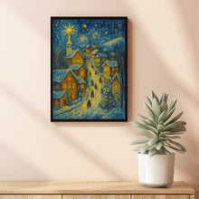 Christmas Evening Wall Art Cute Village Christmas Decor Hello December Print Winter Holiday Decor