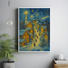 Christmas Evening Wall Art Cute Village Christmas Decor Hello December Print Winter Holiday Decor