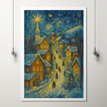 Christmas Evening Wall Art Cute Village Christmas Decor Hello December Print Winter Holiday Decor