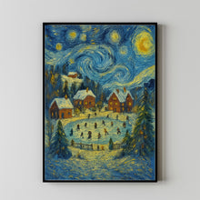 Christmas Town Print Snowy Winter Village, Holiday Wall Art