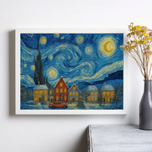 Christmas Town Print Snowy Winter Village, Holiday Wall Art