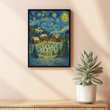 Christmas Town Print Snowy Winter Village, Holiday Wall Art